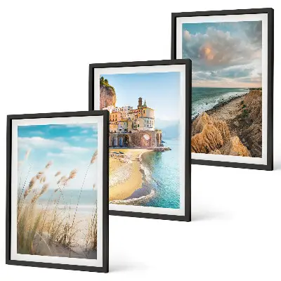 Set od 3 slike u okviru motivi krajolika plaže, litice i grada