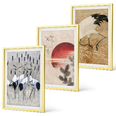Set 3 slike u okviru Japanski krajolik ždralova
