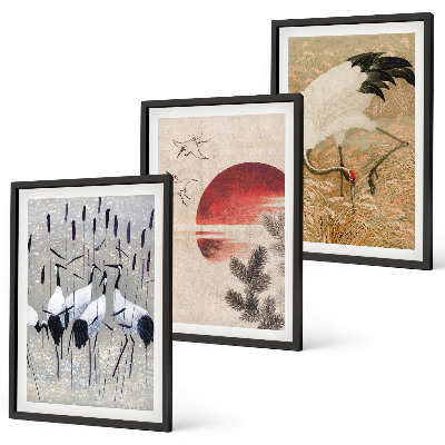 Set 3 slike u okviru Japanski krajolik ždralova