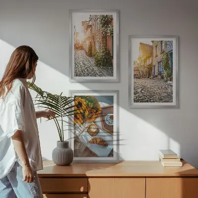 Slika Suncokreti s ulične kave triptih u okviru
