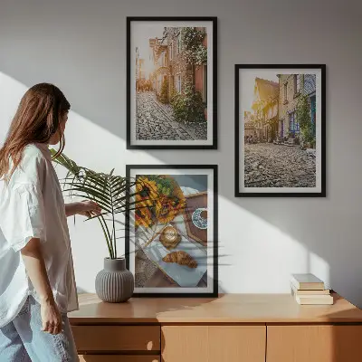 Slika Suncokreti s ulične kave triptih u okviru
