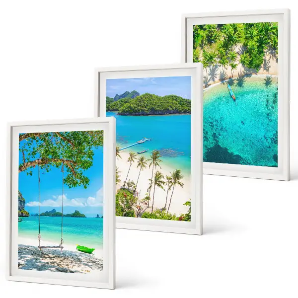 Set 3 slike u okviru motivi plaža, palmi i bistre vode