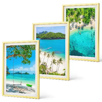 Set 3 slike u okviru motivi plaža, palmi i bistre vode