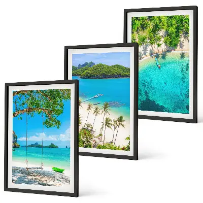 Set 3 slike u okviru motivi plaža, palmi i bistre vode