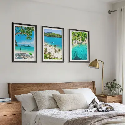 Set 3 slike u okviru motivi plaža, palmi i bistre vode