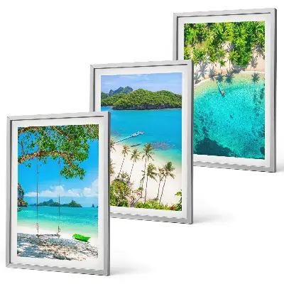 Set 3 slike u okviru motivi plaža, palmi i bistre vode