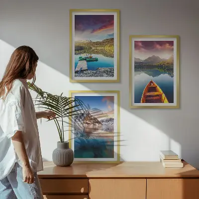 Zidna galerija jezera, planine, brod i mir