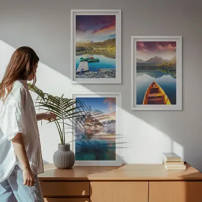 Zidna galerija jezera, planine, brod i mir
