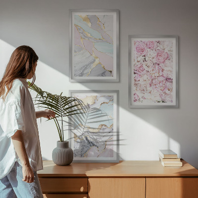 Zidna galerija Ružičasti cvjetovi mramorni pastel