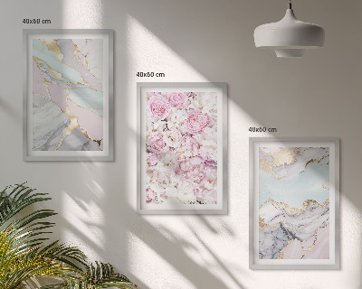 Zidna galerija Ružičasti cvjetovi mramorni pastel