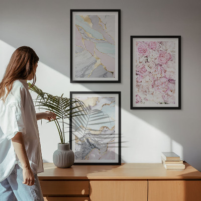Zidna galerija Ružičasti cvjetovi mramorni pastel