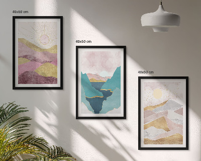 Set 3 slike u okviru Apstraktno planinsko sunce