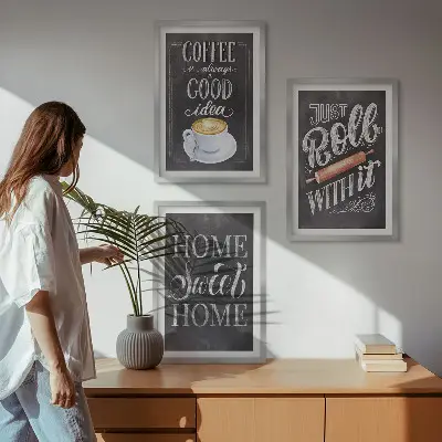Triptih u okviru motivi šalice kave za toplinu doma