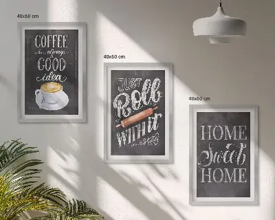 Triptih u okviru motivi šalice kave za toplinu doma