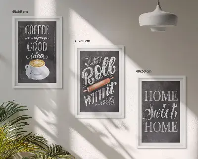 Triptih u okviru motivi šalice kave za toplinu doma