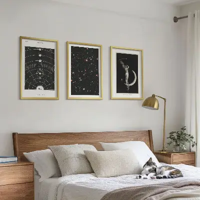 Set od 3 slike u okviru noćni prikaz Sunčevog sustava