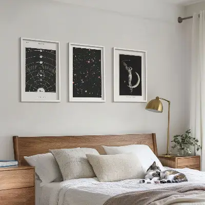 Set od 3 slike u okviru noćni prikaz Sunčevog sustava