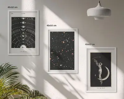 Set od 3 slike u okviru noćni prikaz Sunčevog sustava