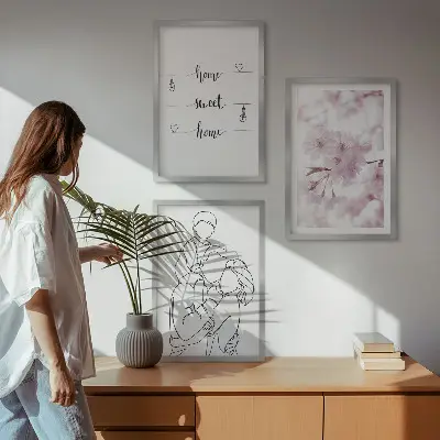 Minimalistička obitelj cvijeća set od 3 slike u okviru