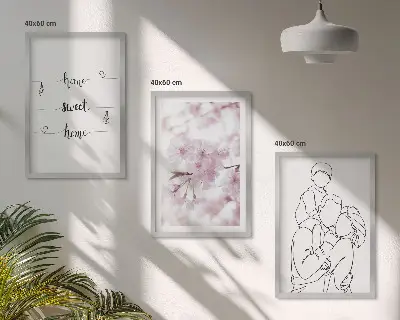 Minimalistička obitelj cvijeća set od 3 slike u okviru