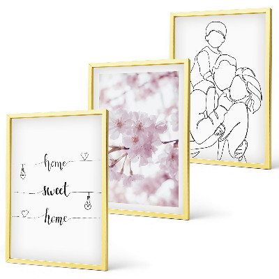 Set 3 slike u okviru Minimalistička obitelj cvijeća