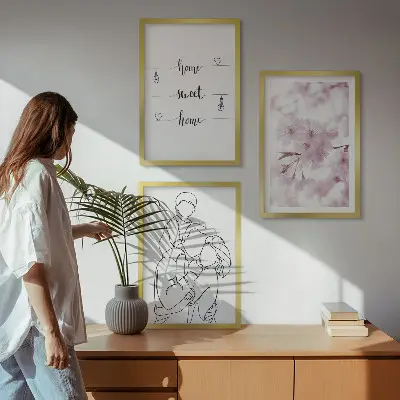 Minimalistička obitelj cvijeća set od 3 slike u okviru