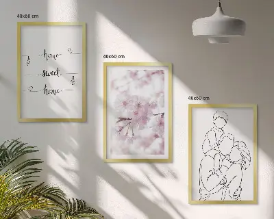 Minimalistička obitelj cvijeća set od 3 slike u okviru