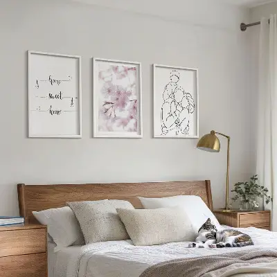 Minimalistička obitelj cvijeća set od 3 slike u okviru
