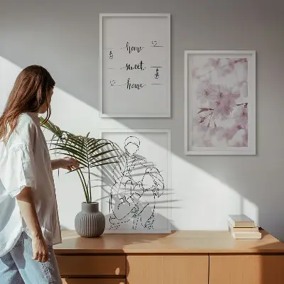 Minimalistička obitelj cvijeća set od 3 slike u okviru
