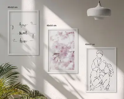 Minimalistička obitelj cvijeća set od 3 slike u okviru