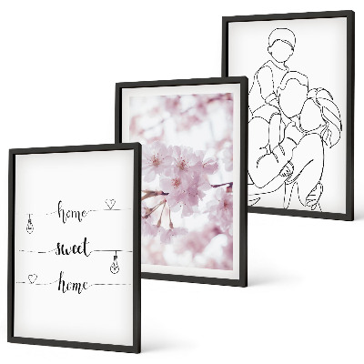 Set 3 slike u okviru Minimalistička obitelj cvijeća