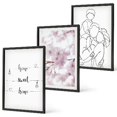 Minimalistička obitelj cvijeća set od 3 slike u okviru