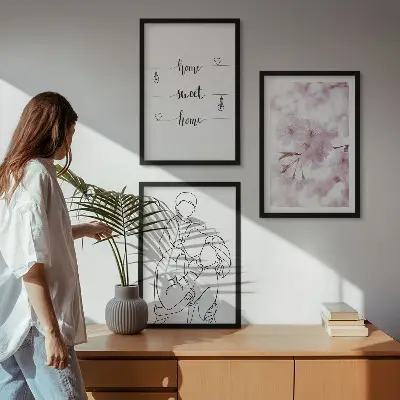 Minimalistička obitelj cvijeća set od 3 slike u okviru