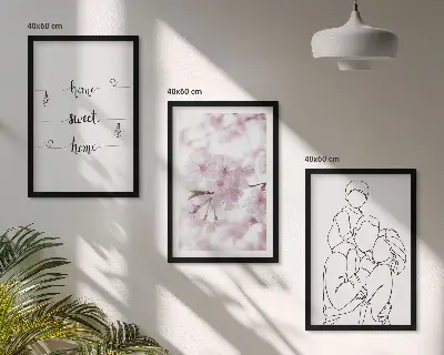 Minimalistička obitelj cvijeća set od 3 slike u okviru