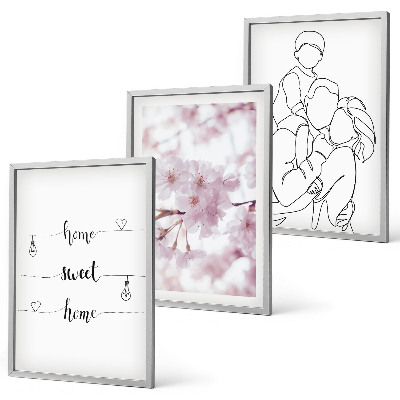 Set 3 slike u okviru Minimalistička obitelj cvijeća