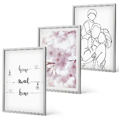 Minimalistička obitelj cvijeća set od 3 slike u okviru