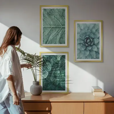 Krupni plan lišća biljke triptih u okviru