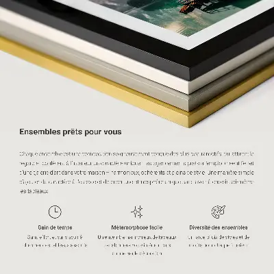 Krupni plan lišća biljke triptih u okviru