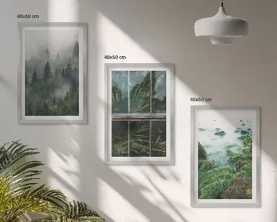 Zidna galerija staklenik na obali rijeke u magli okružen šumom
