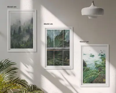 Zidna galerija staklenik na obali rijeke u magli okružen šumom