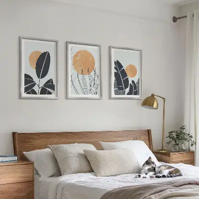 Set 3 slike u okviru minimalistički biljni uzorci velikih sunaca