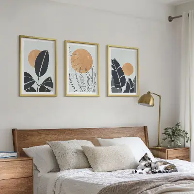 Set 3 slike u okviru minimalistički biljni uzorci velikih sunaca