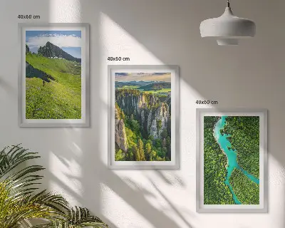 Zidna galerija zelene planine, rijeka i stijene