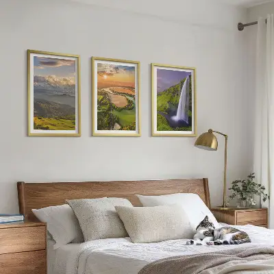 Priroda planinskih rijeka i slapova triptih u okviru