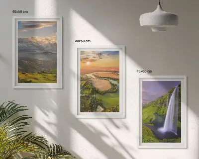 Priroda planinskih rijeka i slapova triptih u okviru