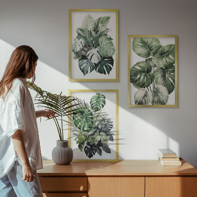 Zidna galerija Akvarel zelenog tropskog lišća