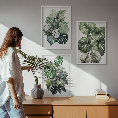 Zidna galerija Akvarel zelenog tropskog lišća