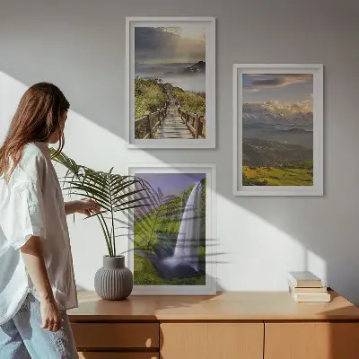 Slika s motivom planinskog vodopada set od 3 slike u okviru