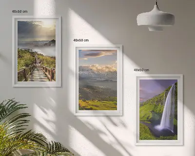Slika s motivom planinskog vodopada set od 3 slike u okviru