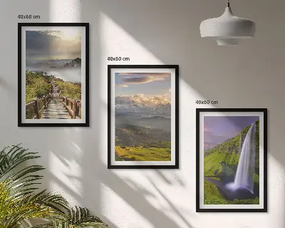 Slika s motivom planinskog vodopada set od 3 slike u okviru